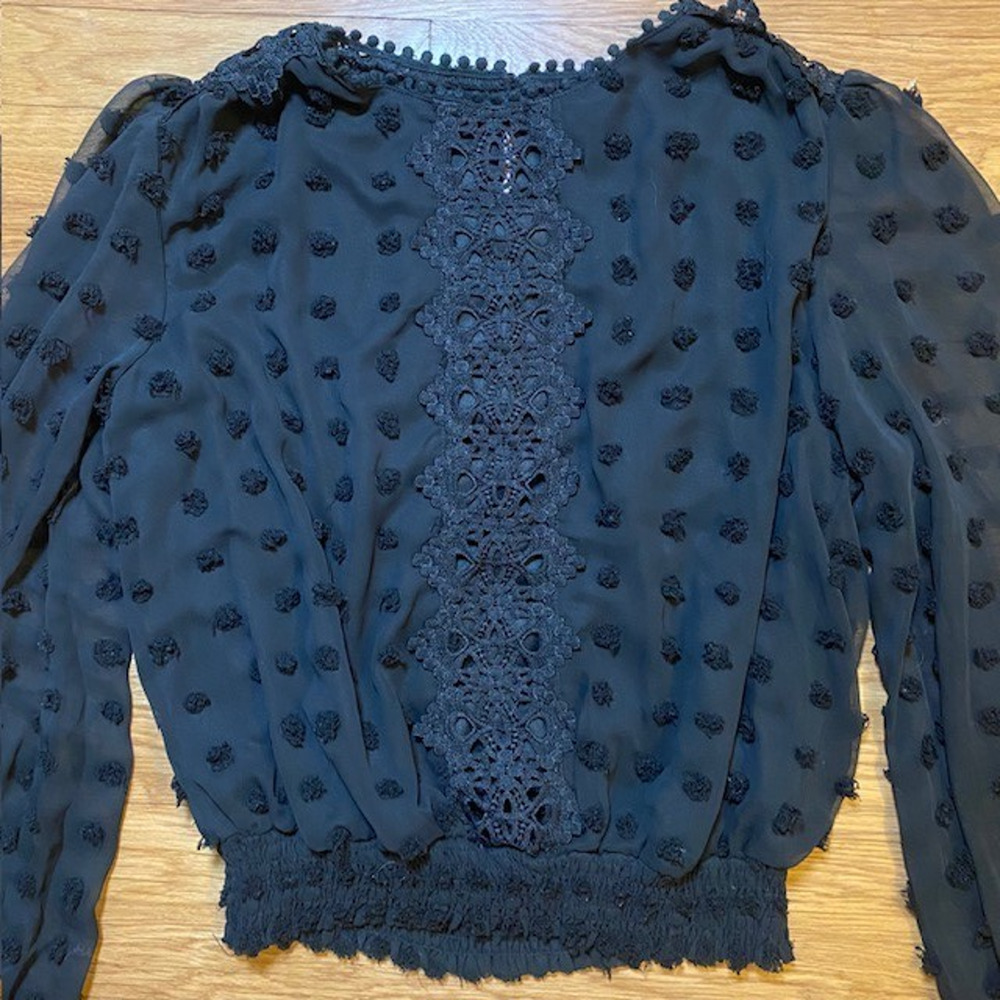 Lulus Black Embroidered Lace Blouse Womens Small Whimsigoth Romantic Witchy